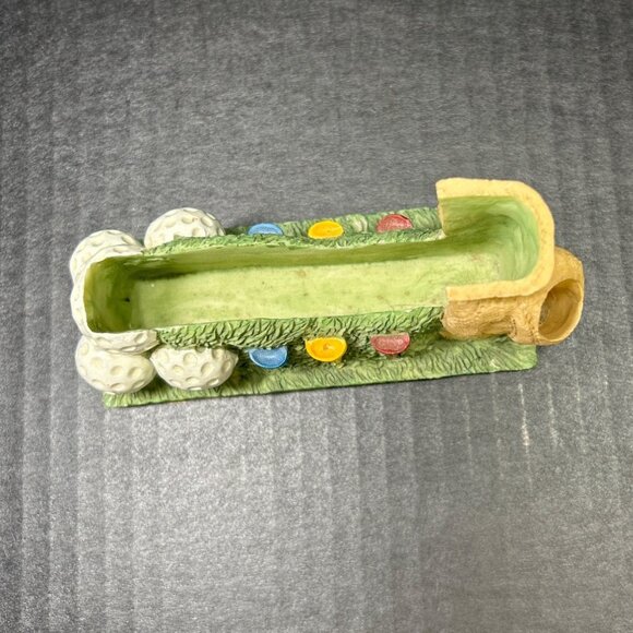 Golfing Golfer Business Card & Pen Holder Resin Office Decor Golf Bag and Tees - Picture 4 of 7